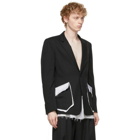 Sulvam Black and White Wool Layered Blazer