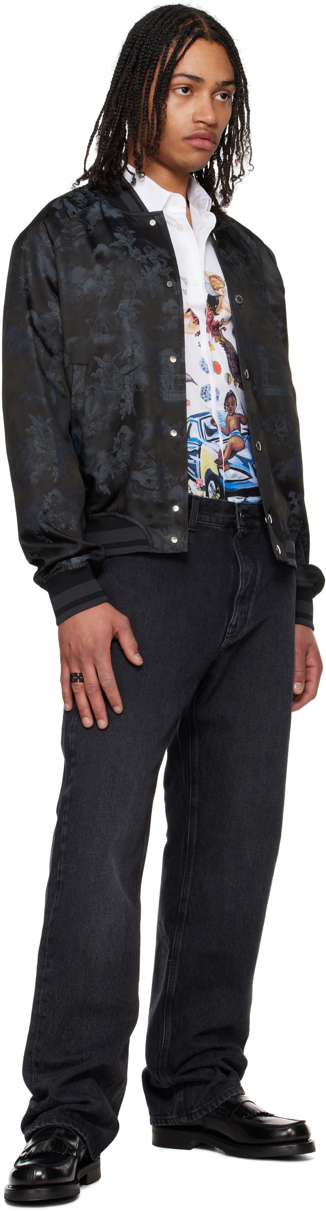 Off-White Black Fresco Souvenir Varsity Bomber Jacket