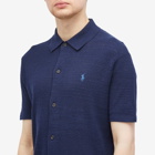 Polo Ralph Lauren Men's Button Through Knitted Polo Shirt in Bright Navy