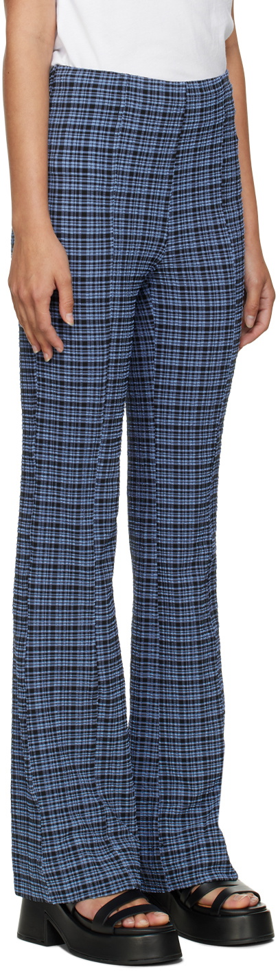 Men's Cotton Blend Navy Blue & Off White Checked Formal Trousers - Sojanya  | Checked trousers, White collared shirt, Types of pleats
