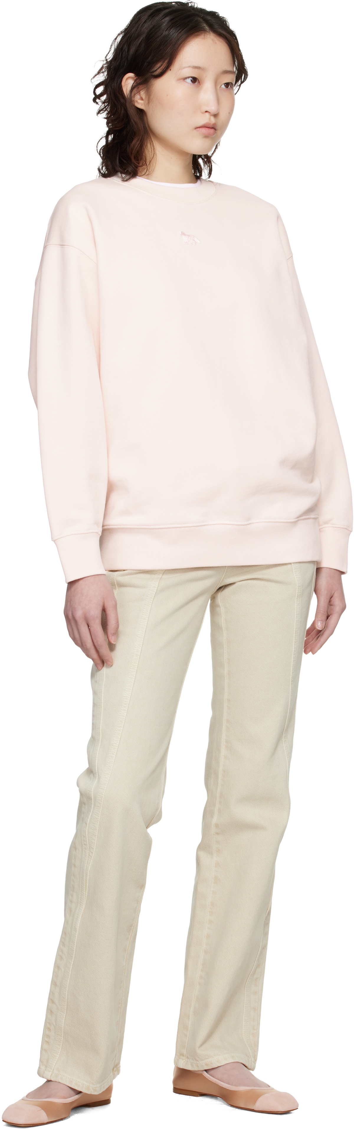 Maison Kitsuné Pink Baby Fox Oversize Sweatshirt