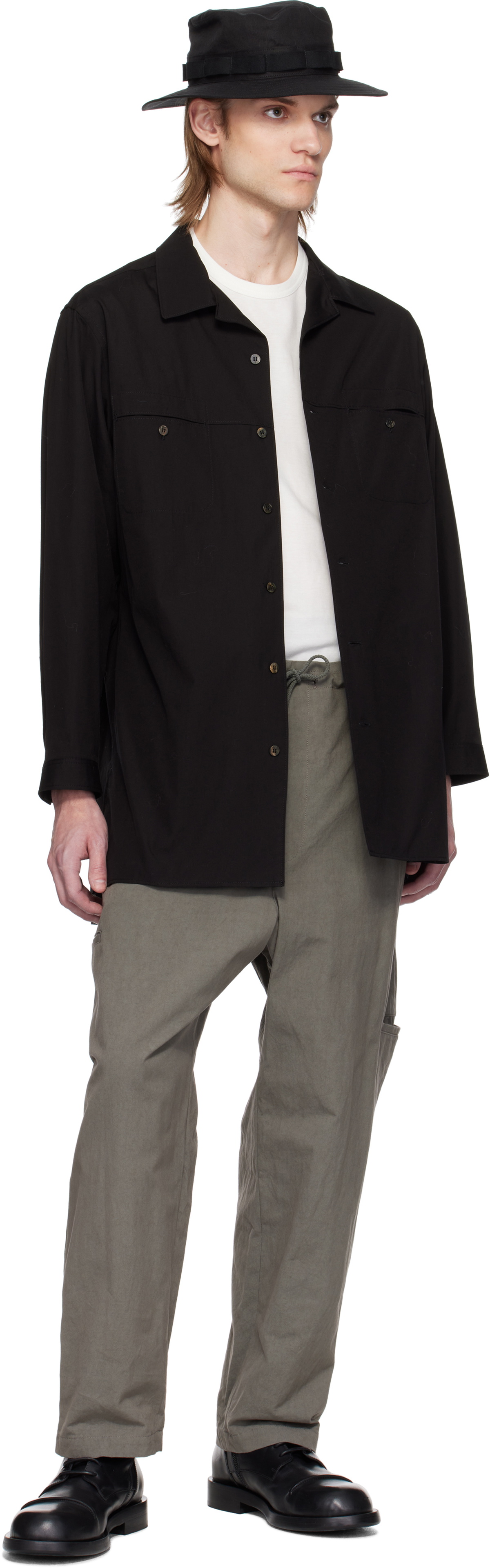 Y's For Men Black Open Collar Shirt