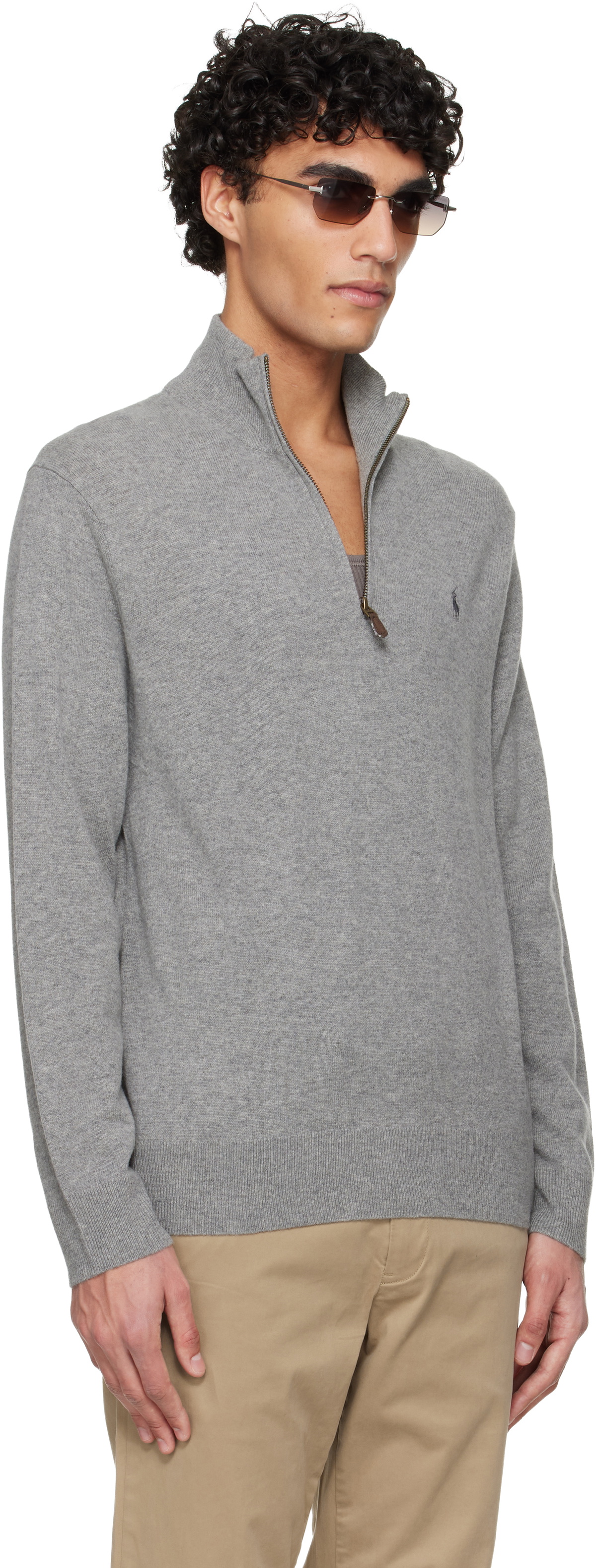 Polo Ralph Lauren Gray Wool Quarter Zip Sweater
