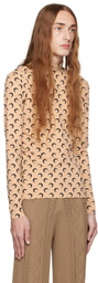 Marine Serre Tan All Over Moon Print Turtleneck