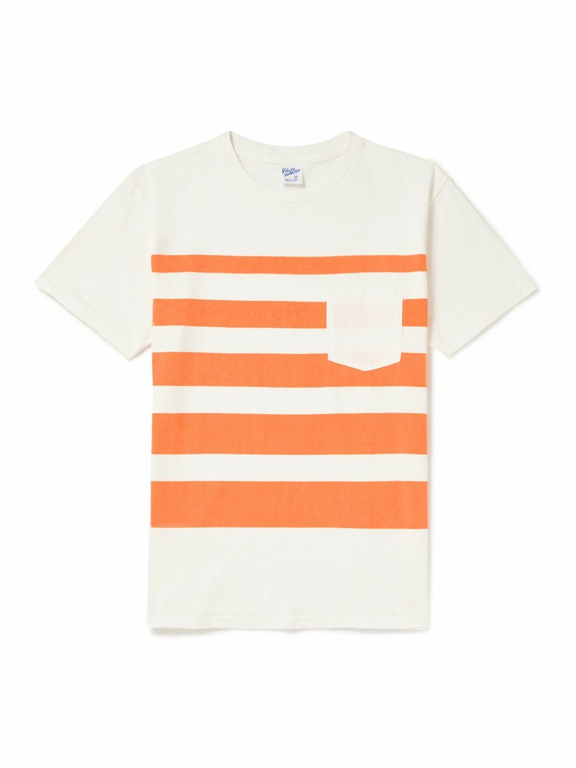 Photo: Velva Sheen - Wide Wave Striped Cotton-Jersey T-Shirt - White