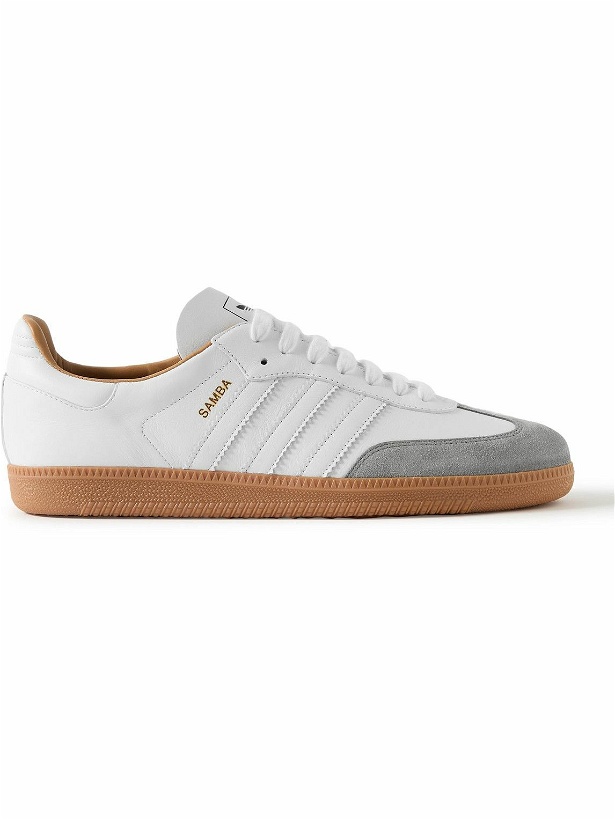 Photo: adidas Originals - Samba OG Suede-Trimmed Leather Sneakers - White