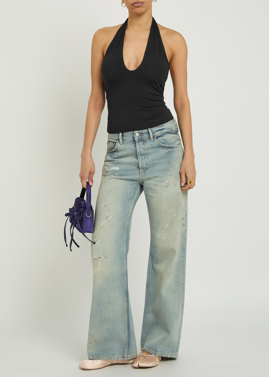 Skims Halterneck Stretch-modal top Black