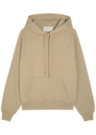 Ami Paris Logo-embroidered Hooded Cotton Sweatshirt Beige