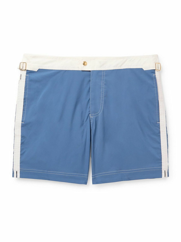 Photo: TOM FORD - Slim-Fit Mid-Length Striped Swim Shorts - Blue