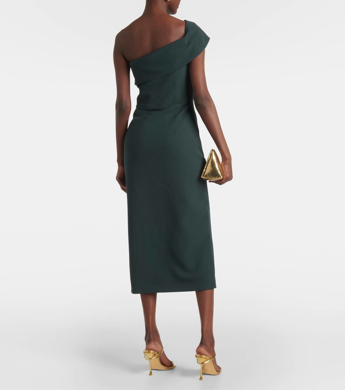 Safiyaa Opal asymmetric crêpe midi dress Safiyaa