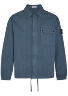 Stone Island Logo-appliquéd Herringbone Cotton Jacket Blue Dark