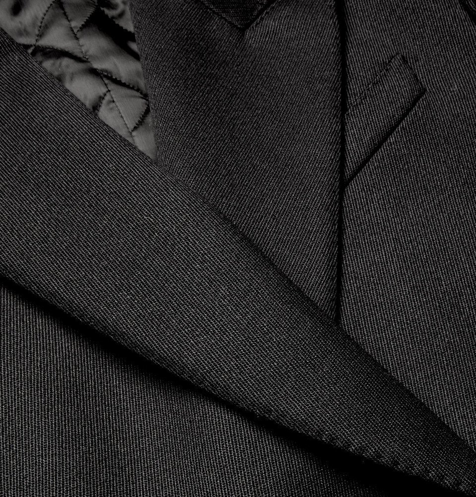 【送料&関税込】Givenchy Black Wool Blend Coat Givenchy - Leather-Trimmed Double-Breasted Wool-Blend Coat