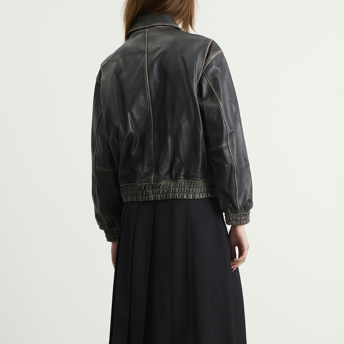 DUNST Women's Refined Leather Blouson in Brushed Black