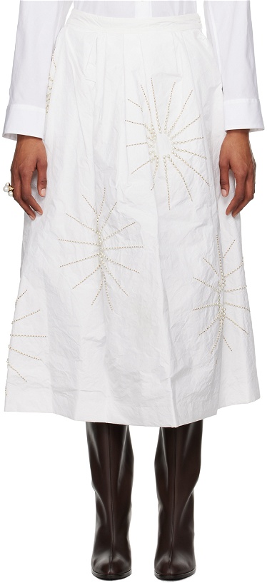 Photo: Dries Van Noten White Beaded Midi Skirt