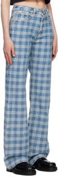 AMI Alexandre Mattiussi Blue Gingham Jeans