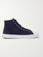 PAUL SMITH - Carver Striped Grosgrain-Trimmed Suede High-Top Sneakers - Blue - 7