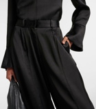 CO High-rise satin crêpe wide-leg pants