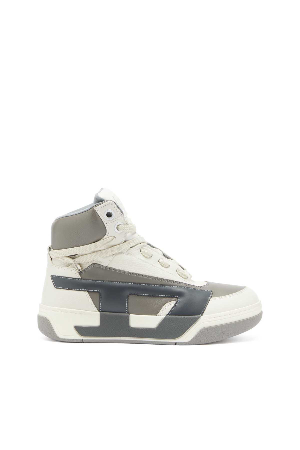 Diesel S-D-Ollie - High-top leather sneakers with D logo - Sneakers Mens in White