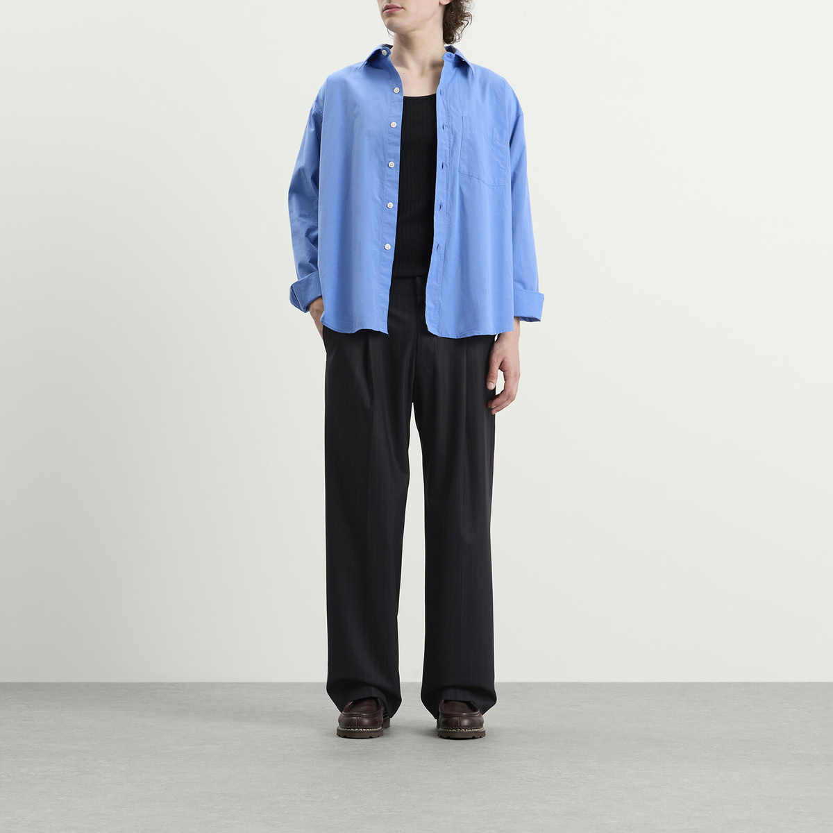 NN07 Men's Kay Pleated Trousers in Navy Stripe