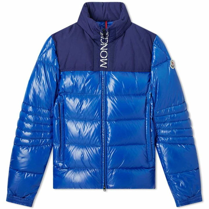 Photo: Moncler Men's Bruel Logo Placket Down Jacket in Royal Blue