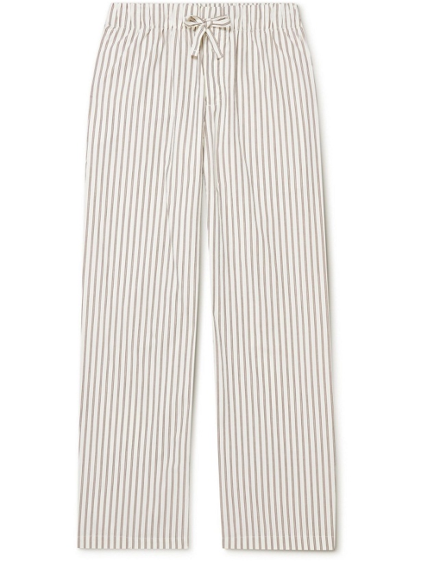 Photo: TEKLA - Striped Organic Cotton-Poplin Pyjama Trousers - Neutrals