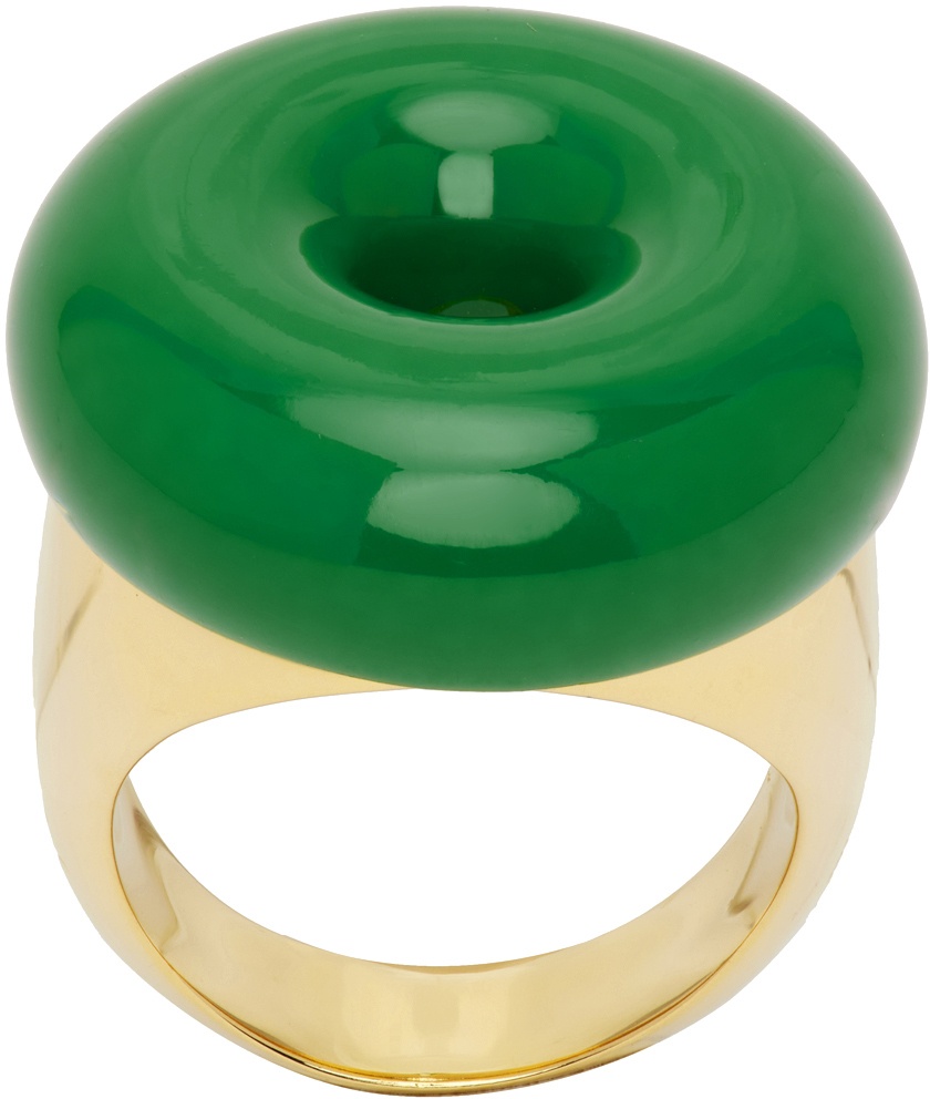 JW Anderson Gold & Green Bumper Moon Ring