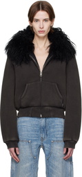 Alexander Wang Gray Faded Shearling Hoodie