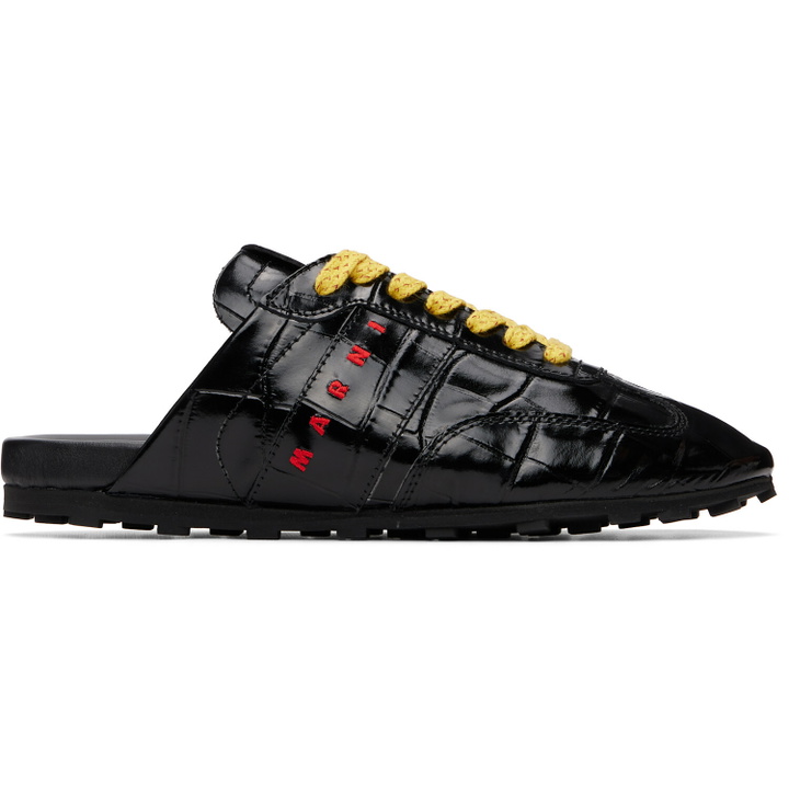 Photo: Marni Black Croc-Effect Leather Softy Soccer Slip-On Sneakers