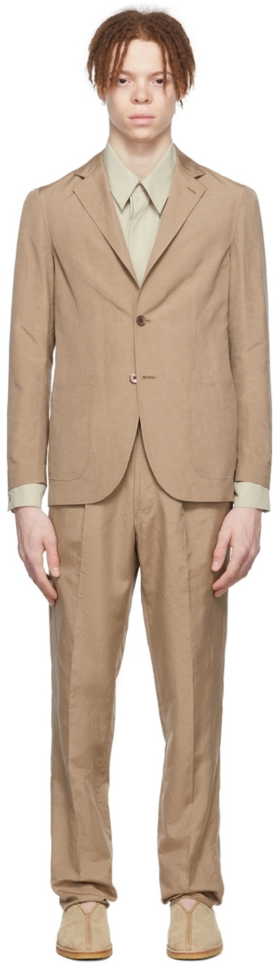 Ring Jacket Tan Silk Suit