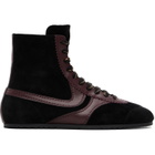 Dries Van Noten Black & Burgundy Suede High Top Sneakers