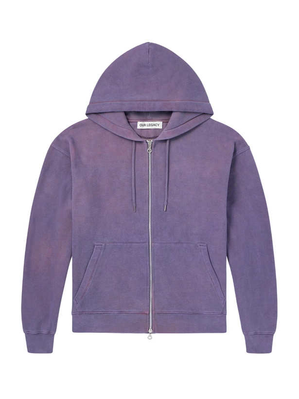 Photo: Our Legacy - Rascal Cotton-Jersey Zip-Up Hoodie - Purple