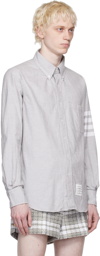 Thom Browne Gray 4-Bar Nametag Shirt