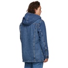 Levis Blue Denim Sherpa Hooded Long Trucker Jacket
