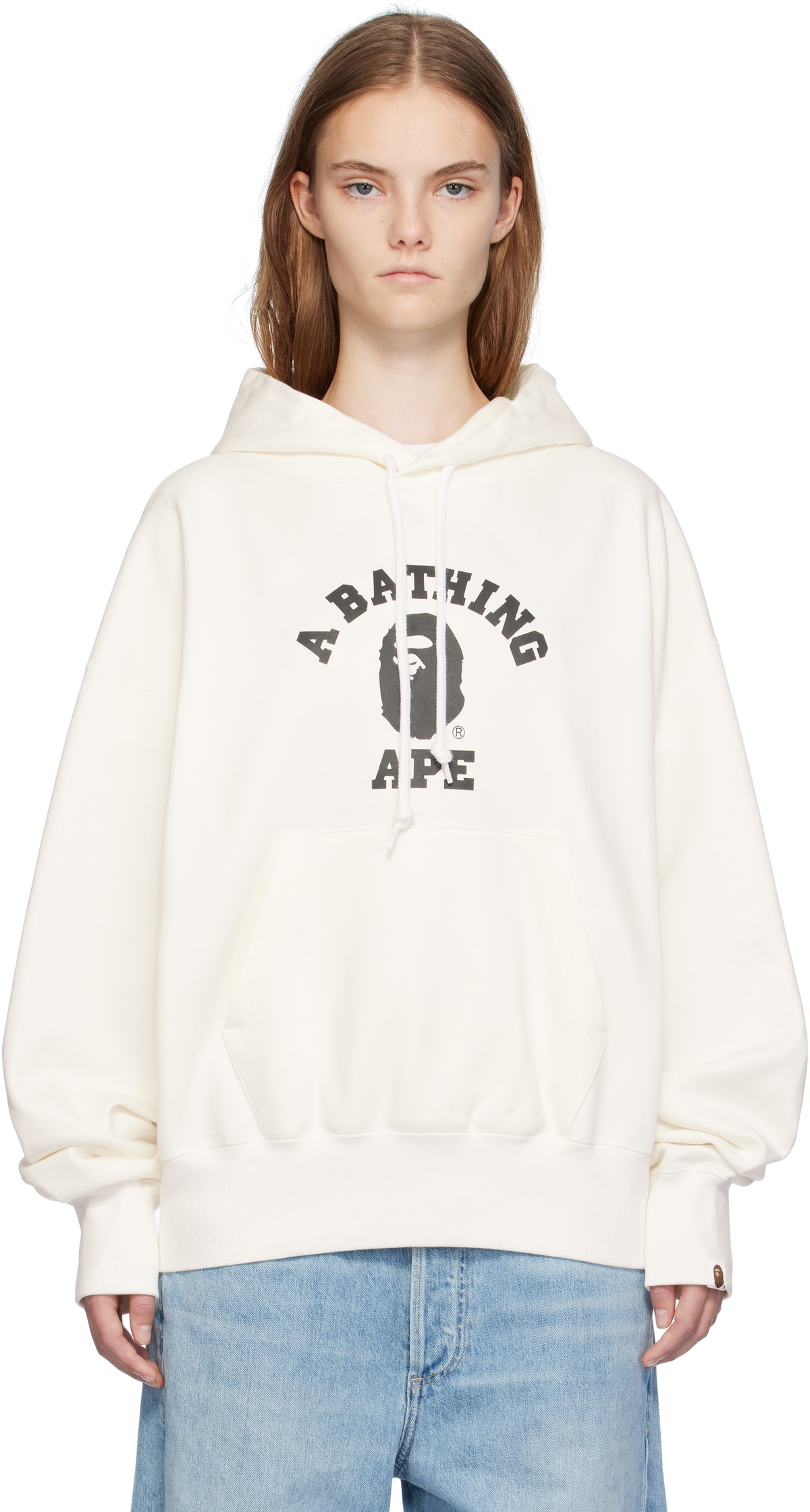 Bathing ape white hoodie hotsell