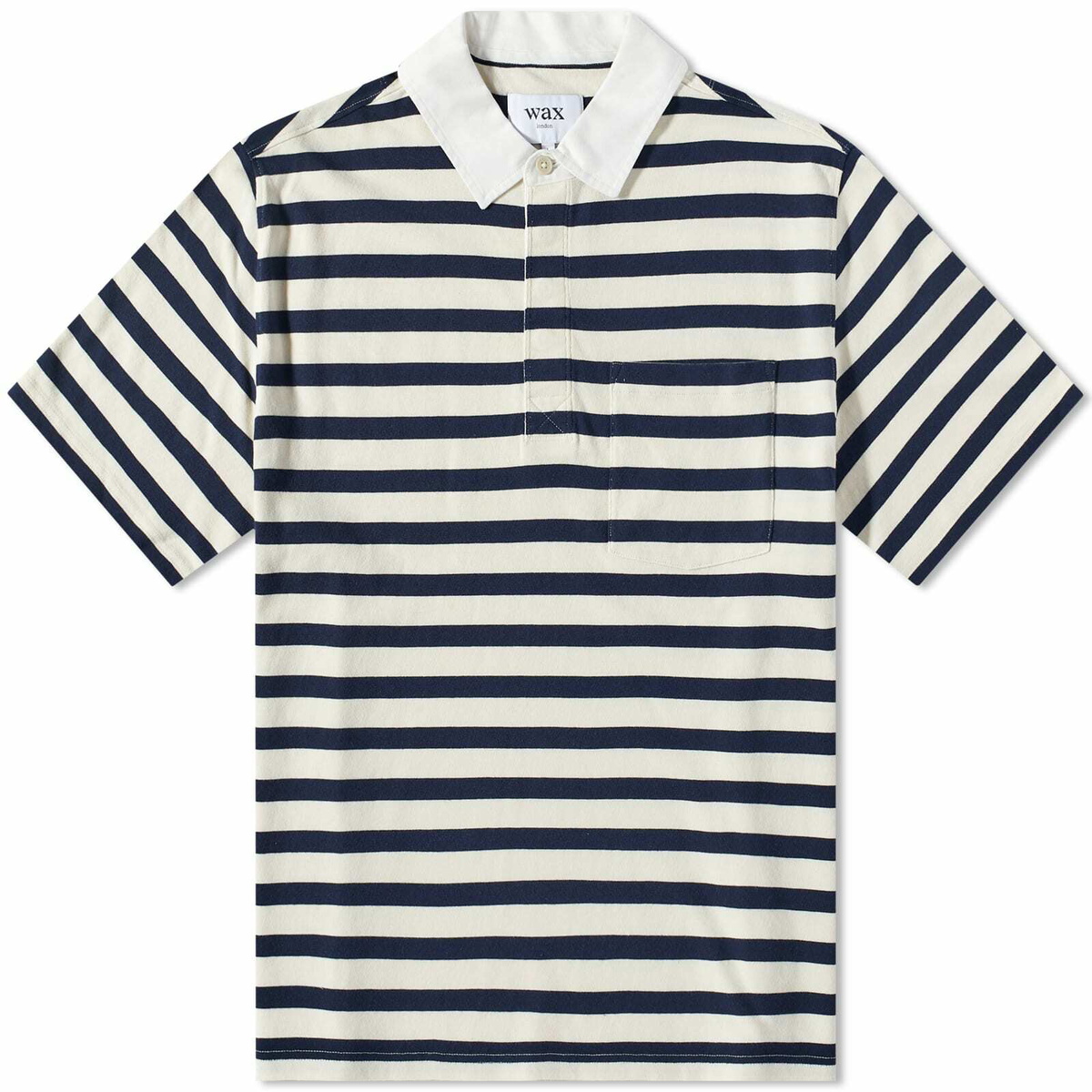 Wax London Men's Doon Rugby Shirt in Navy/Ecru Wax London