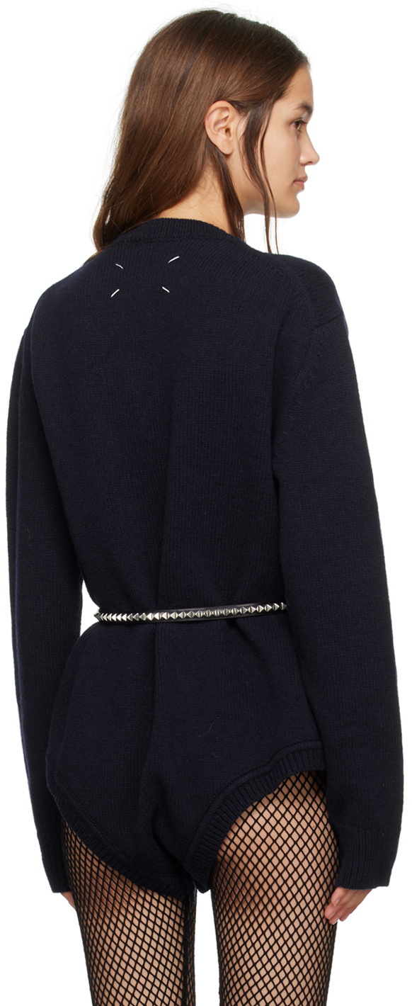 トップス Maison Margiela v neck sweater navy Maison Margiela Navy V-Neck Sweater Maison Margiela