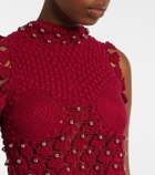Rabanne Embellished crochet cotton top