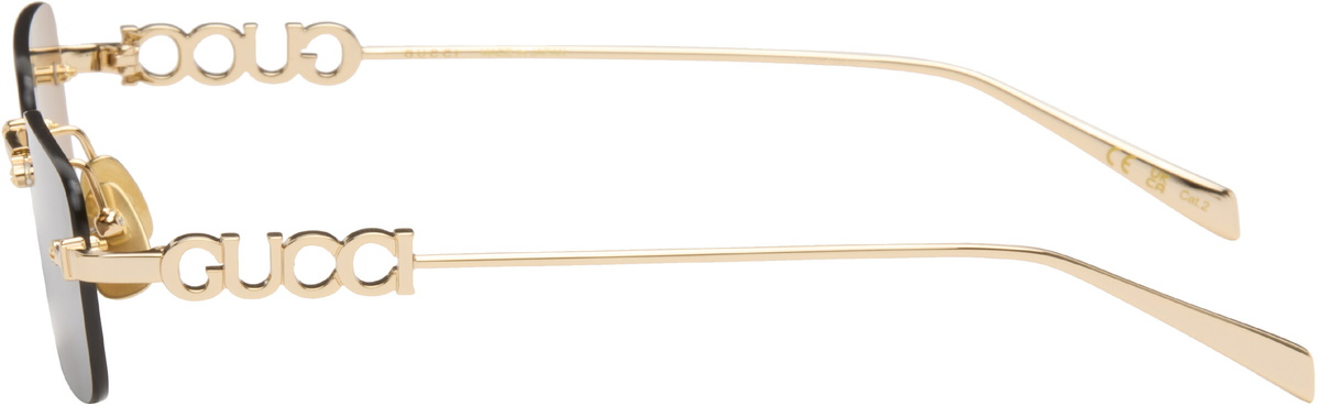 Gucci Gold Rectangular Frame Sunglasses