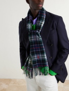 Polo Ralph Lauren - Fringed Logo-Embroidered Recycled Checked Wool-Blend Scarf