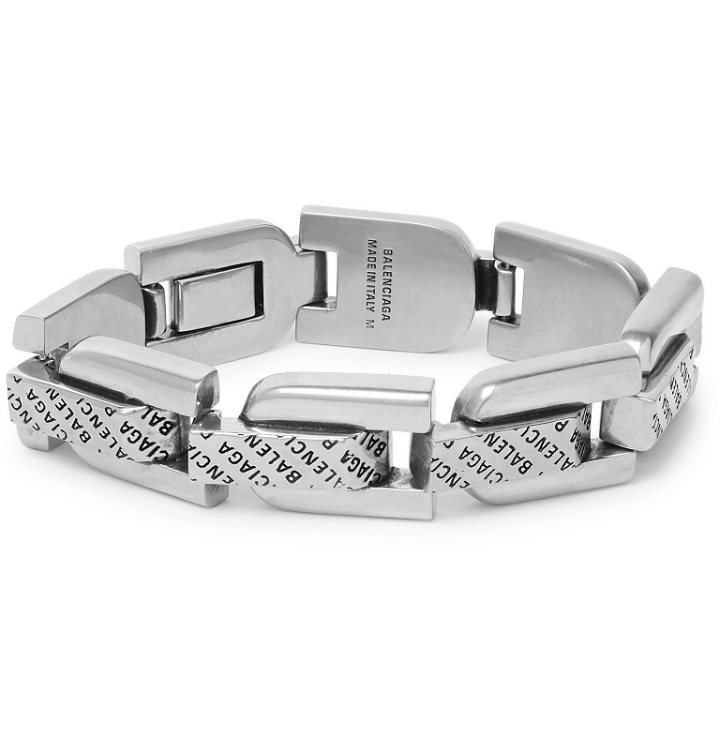 Photo: Balenciaga - Logo-Engraved Silver-Tone Chain Bracelet - Silver