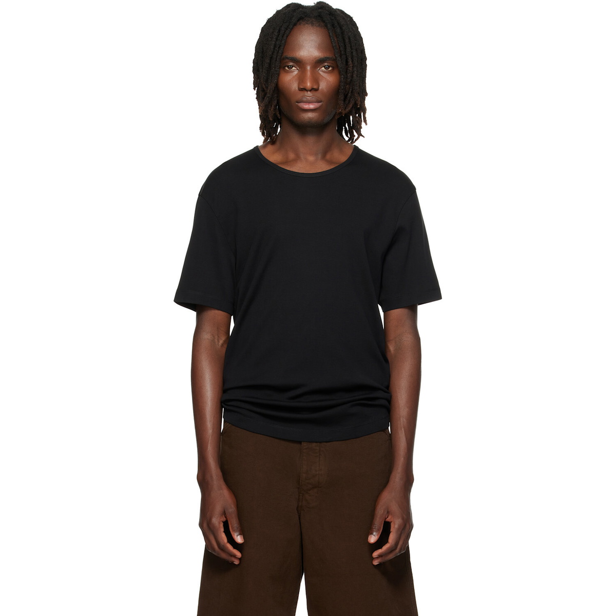 LEMAIRE Black Scoop-Neck T-shirt