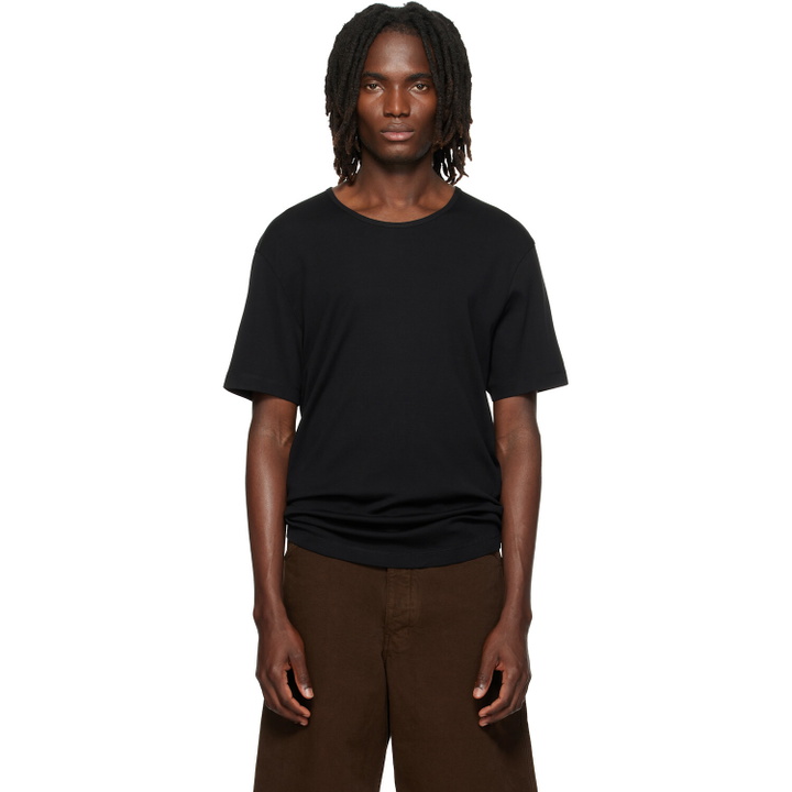 Photo: LEMAIRE Black Scoop-Neck T-shirt
