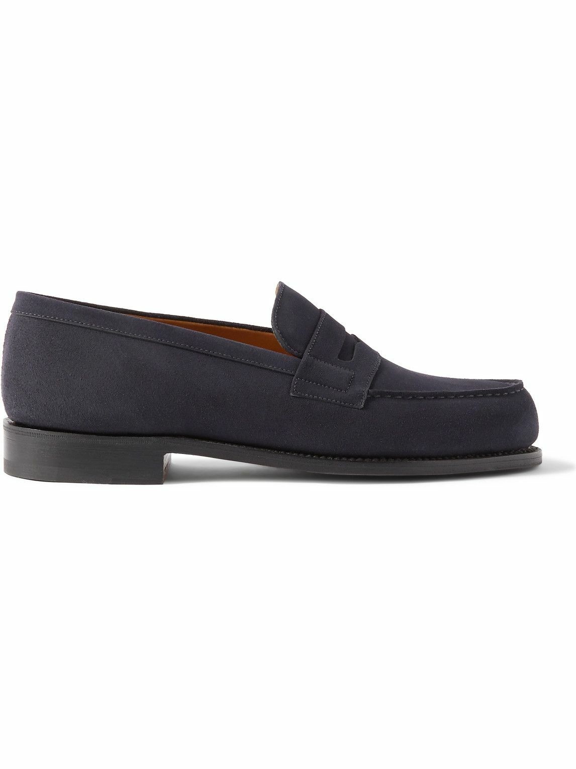 Photo: J.M. Weston - 180 Moccasin Suede Penny Loafers - Blue