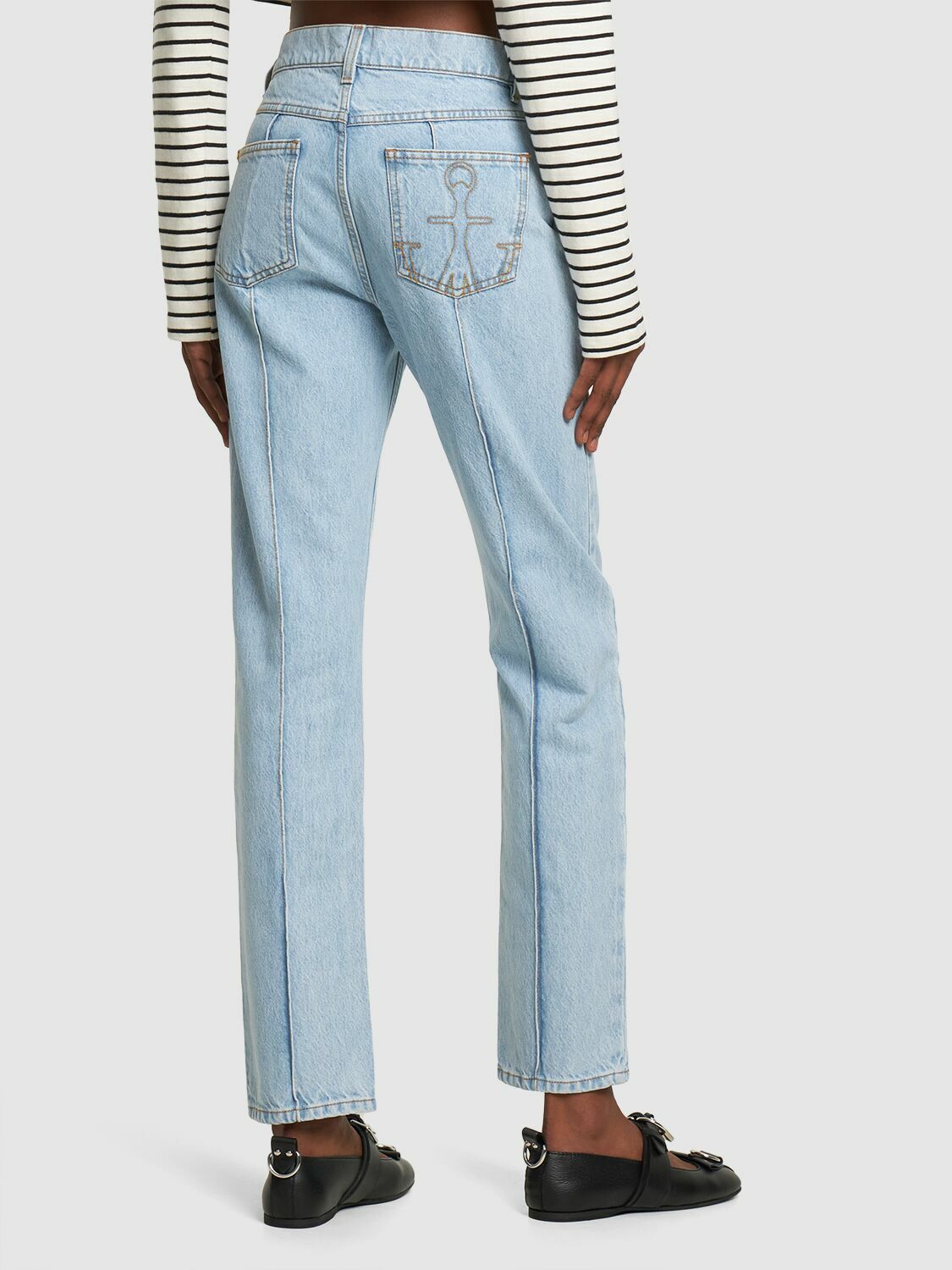 【関税&送料込】Jw Anderson Jeans With Buckle JW Anderson Bucket Low-Rise Jeans | Saks Fifth Avenue