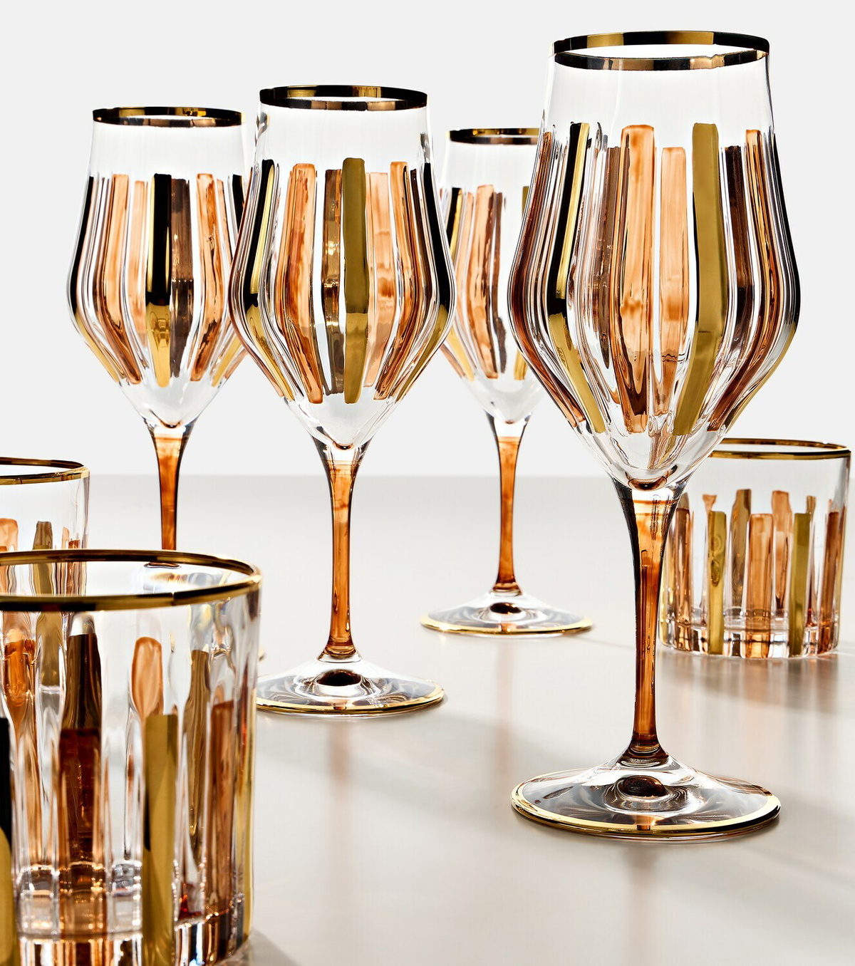 Les-Ottomans Set of 4 striped crystal wine glasses