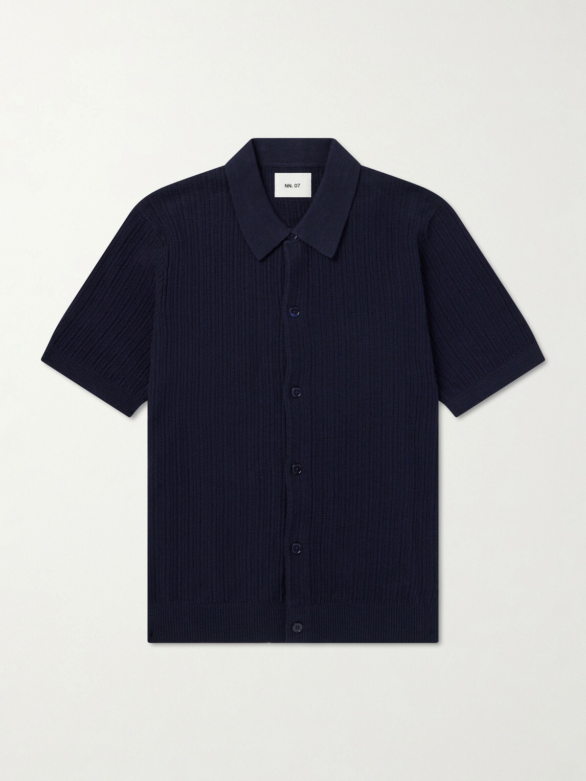 NN07 - Nolan 6695 Textured-Knit Organic Cotton Shirt - Blue