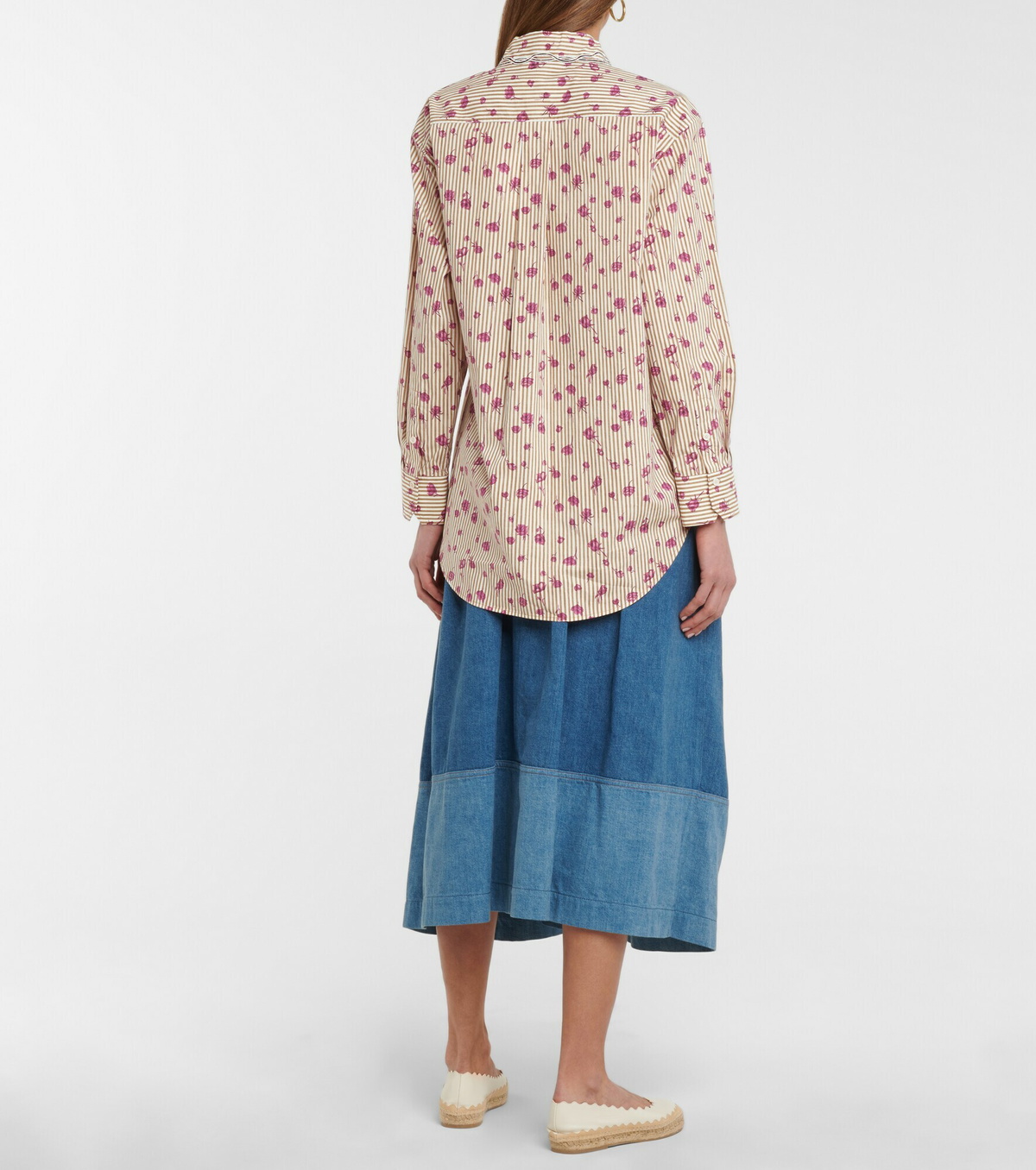 Chloe - Floral striped cotton shirt Chloe