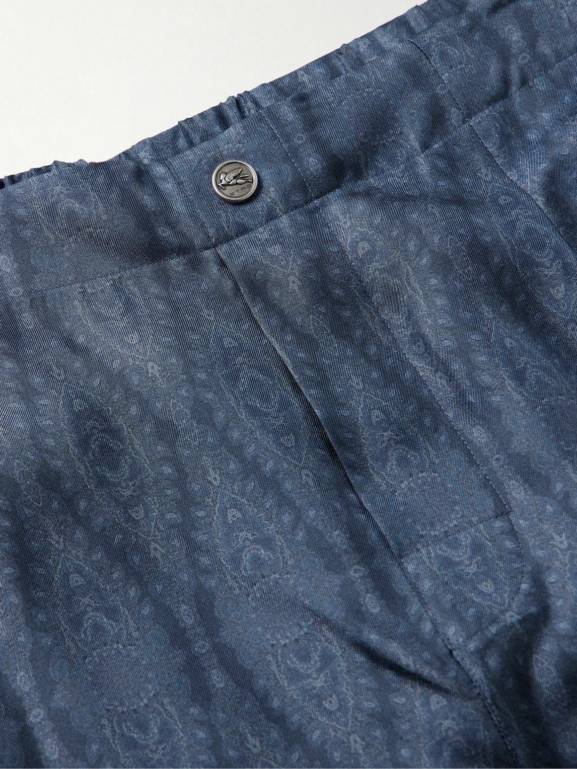 Etro - Slim-Fit Straight-Leg Printed Silk-Twill Trousers - Blue