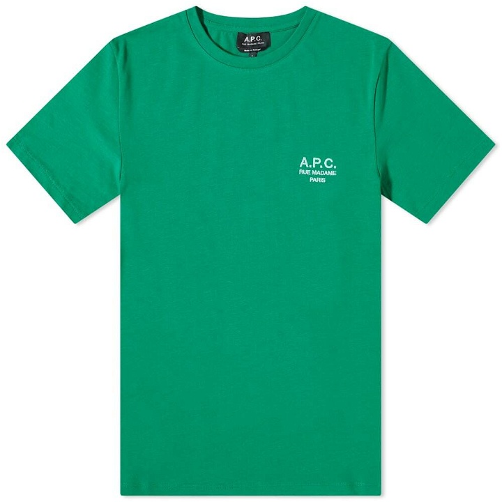 Photo: A.P.C. Raymond Embroidered Logo T-Shirt in Green