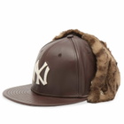 New Era New York Yankees Leather 59Fifty Dogear Cap in Brown
